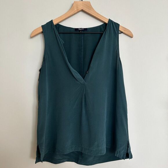 Madewell Composition Silk Tank - Dark Spruce - Picture 1 of 9